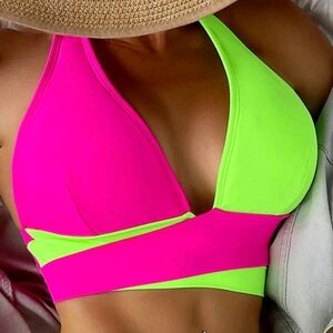 Neon Pink and Yellow SHEIN Bikini Set
